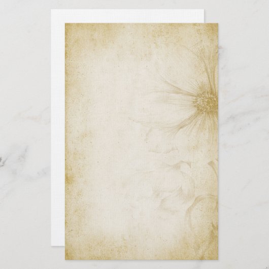 ヴィンテージの花のノート紙 便箋 (正面/裏面)