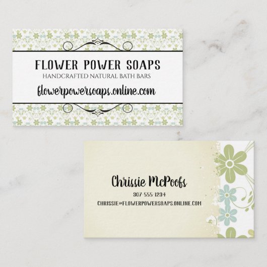 ヴィンテージの花のハンドメイドの石鹸の浴室のにおいのラベル 名刺 (正面/裏面)
