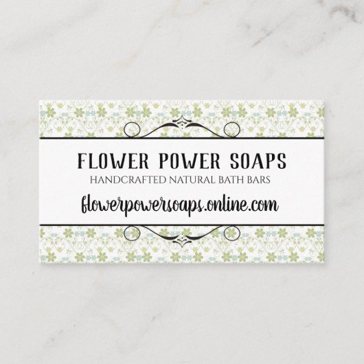 ヴィンテージの花のハンドメイドの石鹸の浴室のにおいのラベル 名刺 (正面)