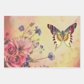 ヴィンテージの花のバグEphemera Decompage Wrapping ラッピングペーパーシート (正面3)