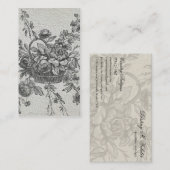ヴィンテージの花のバスケットの黒の絵画 名刺 (正面/裏面)