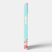 ヴィンテージの花のバラの青いぼろぼろのばら色パターン Case-Mate iPhoneケース (裏面 / 右)