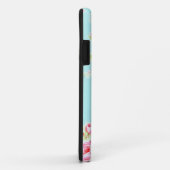 ヴィンテージの花のバラの青いぼろぼろのばら色パターン Case-Mate iPhoneケース (裏面/右)