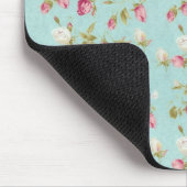 ヴィンテージの花のバラの青いぼろぼろの上品のばら色の花 マウスパッド (コーナー)