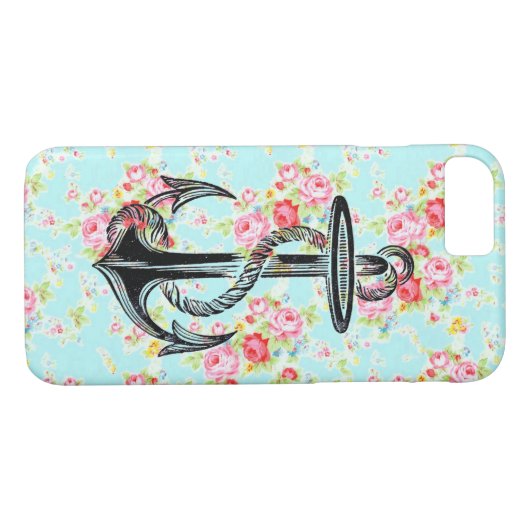 ヴィンテージの花のバラパターンぼろぼろのバラのいかり Case-Mate iPhoneケース (裏面(横))