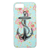 ヴィンテージの花のバラパターンぼろぼろのバラのいかり Case-Mate iPhoneケース (裏面)