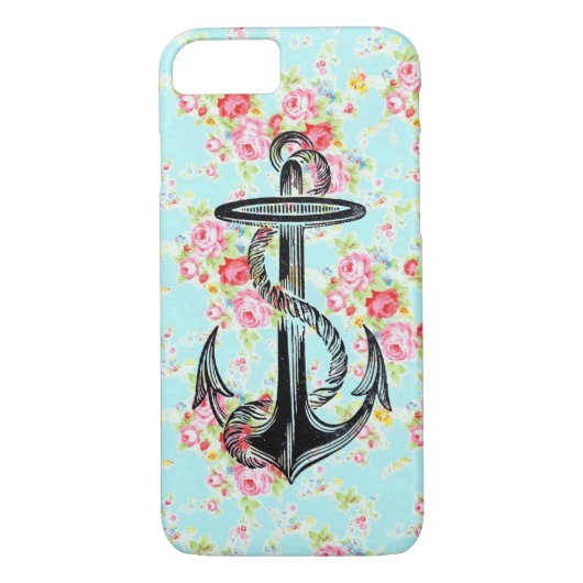 ヴィンテージの花のバラパターンぼろぼろのバラのいかり Case-Mate iPhoneケース (裏面)