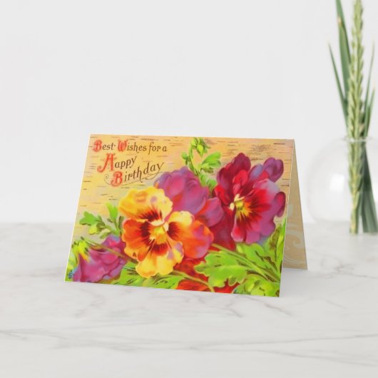 ヴィンテージの花のバースデー・カード カード (正面)