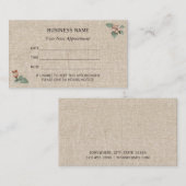 ヴィンテージの花のバーラップのアポイントメントのメモ 予約カード (正面/裏面)