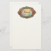 ヴィンテージの花のパーソナライズな文房具 便箋 (正面/裏面)