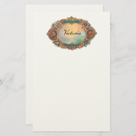 ヴィンテージの花のパーソナライズな文房具 便箋 (正面/裏面)