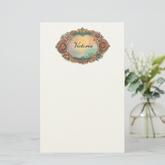 ヴィンテージの花のパーソナライズな文房具 便箋 (スタンド正面)