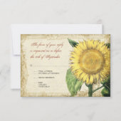 ヴィンテージの花のヒマワリ-秋の秋の結婚式 出欠カード (正面)