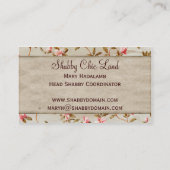 ヴィンテージの花のピンクのぼろぼろのシックな名刺 名刺 (裏面)