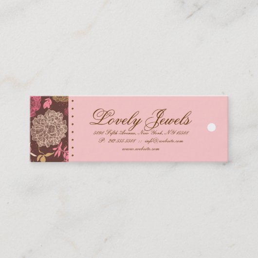 ヴィンテージの花のファッション衣類のピンクのブラウンのクリーム スキニー名刺 (正面)