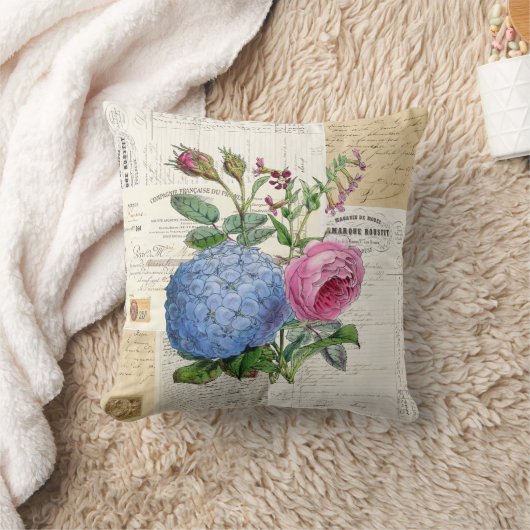 ヴィンテージの花のフランスのな枕 クッション (ブランケット)