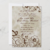 ヴィンテージの花のブラウンの結婚式招待状 招待状 (正面)