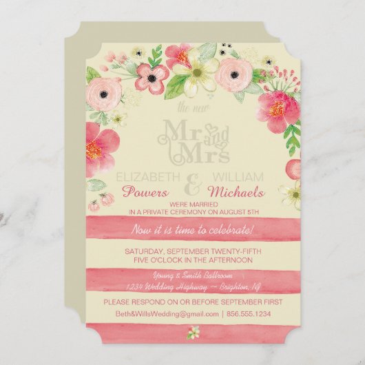 ヴィンテージの花のポストの結婚披露宴の招待だけ 招待状 (正面/裏面)