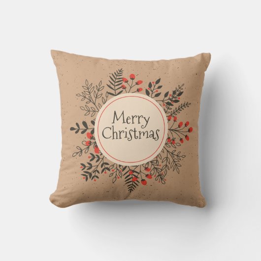 ヴィンテージの花のメリークリスマス|の装飾用クッション クッション (正面)