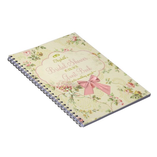 ヴィンテージの花のモモのブライダルシャワーのゲストブック- ノートブック (右側)