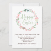 ヴィンテージの花のリースのイースターブランチ 招待状 (正面)