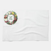 ヴィンテージの花のリースのモノグラム キッチンタオル (横)