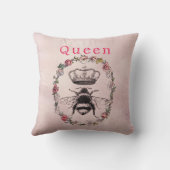 ヴィンテージの花のリースの水彩画の王冠の女王バチ クッション (裏面)