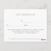 ヴィンテージの花のレースのギフト券の郵便はがき ポストカード (裏面)