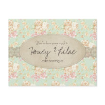 ヴィンテージの花のレースのギフト券の郵便はがき