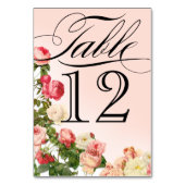 ヴィンテージの花のロマンスのピンクのバラのテーブル数 テーブルナンバー (裏面)