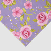 ヴィンテージの花のローズピンクの紫色パターン 薄葉紙 (詳細)