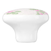 ヴィンテージの花の上品はピンクのバラ衰退しました セラミックノブ (側面)