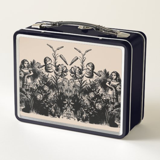 ヴィンテージの花の不思議の国のアリス  メタルランチボックス (裏面)