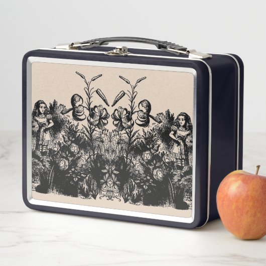 ヴィンテージの花の不思議の国のアリス  メタルランチボックス (インサイチュ)