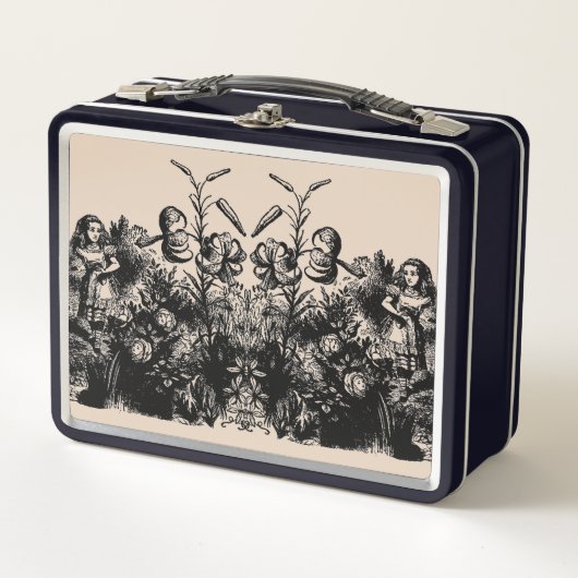 ヴィンテージの花の不思議の国のアリス  メタルランチボックス (正面)