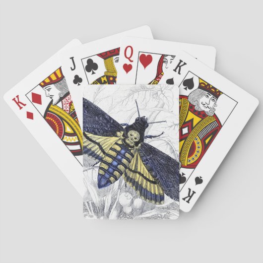 ヴィンテージの花の不気味な死の頭部Hawkmoth トランプ (裏面)