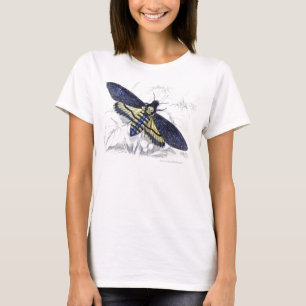 ヴィンテージの花の不気味な死の頭部Hawkmoth Tシャツ