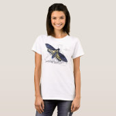 ヴィンテージの花の不気味な死の頭部Hawkmoth Tシャツ (正面フル)