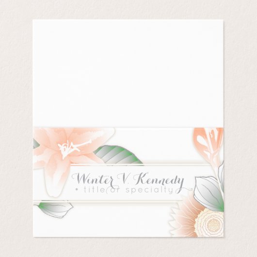 ヴィンテージの花の優雅によって折られる紹介 名刺 (外部フラット)