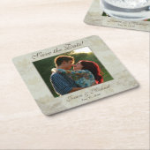 ヴィンテージの花の写真の保存日付 スクエアペーパーコースター (アングル)