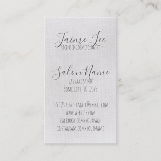 ヴィンテージの花の原稿の美容師の美容師 名刺 (裏面)