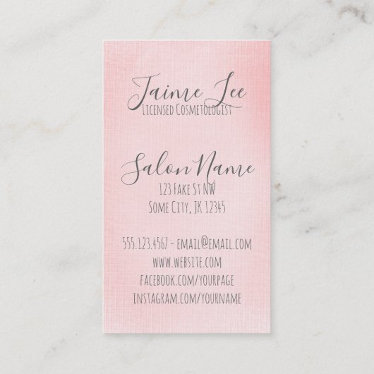 ヴィンテージの花の原稿の美容師の美容師 名刺 (裏面)