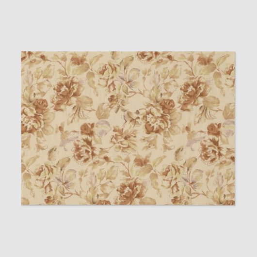 ヴィンテージの花の古いペーパーパターンによって燃やされる羊皮紙 薄葉紙 (正面)