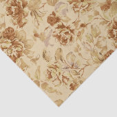 ヴィンテージの花の古いペーパーパターンによって燃やされる羊皮紙 薄葉紙 (詳細)