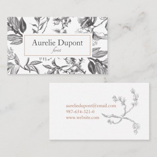 ヴィンテージの花の名刺 名刺 (正面/裏面)