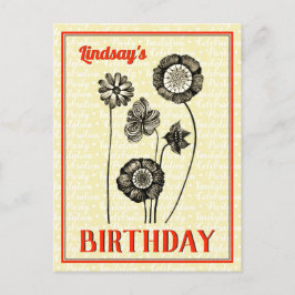 ヴィンテージの花の名前をカスタマイズ フラワーバースデー インビテーションポストカード