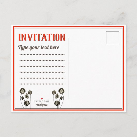 ヴィンテージの花の名前をカスタマイズ フラワーバースデー インビテーションポストカード (裏面)