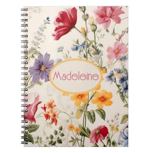 ヴィンテージの花の名前 ノートブック (正面)