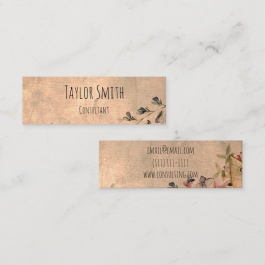 ヴィンテージの花の壁紙の素朴な名刺 スキニー名刺 (正面/裏面)