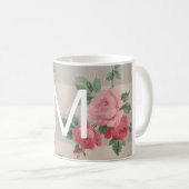 ヴィンテージの花の大きいモノグラム コーヒーマグカップ (正面右)